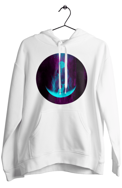 Чоловіче худі з принтом "Олень Силует". Місяць, олень, рогам, силует, яскравий. 2070702