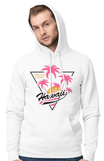 Чоловіче худі з принтом "Гаваї". Гаваї, пальми, сонце. 2070702