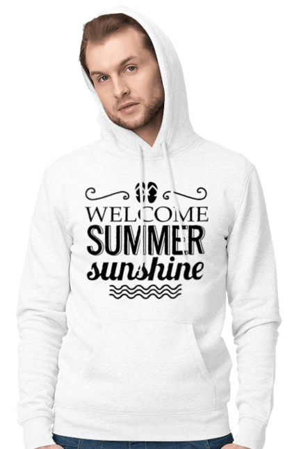 Чоловіче худі з принтом "Привіт літні заходи". Вьетнамки, літо, сонце. 2070702