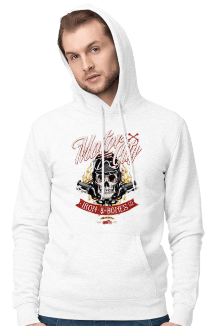 Чоловіче худі з принтом "Мотор Сіті". Зброя, окуляри, череп. 2070702