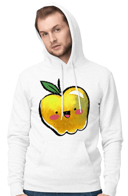Чоловіче худі з принтом "Миле жовте яблуко". Літо, миле, смайлик, яблуко. 2070702