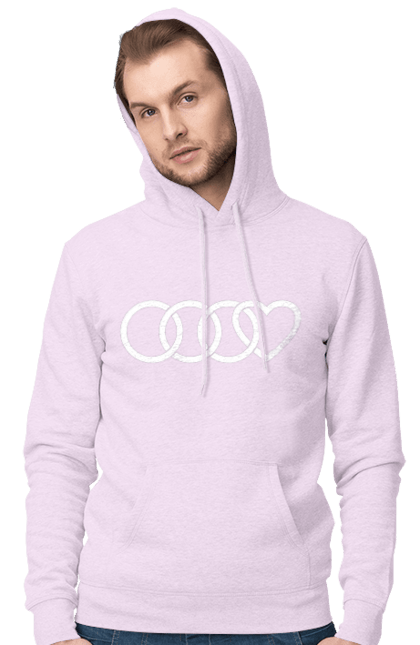 Men`s hoodie with prints Audi heart. Audi, cars, heart. 2070702