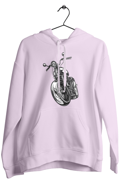 Men`s hoodie with prints 01 Motorcycle 5. Bike, motto, retro, vintage. 2070702