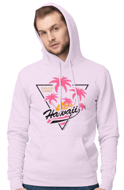 Чоловіче худі з принтом "Гаваї". Гаваї, пальми, сонце. 2070702