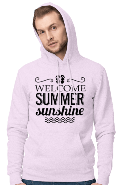 Чоловіче худі з принтом "Привіт літні заходи". Вьетнамки, літо, сонце. 2070702