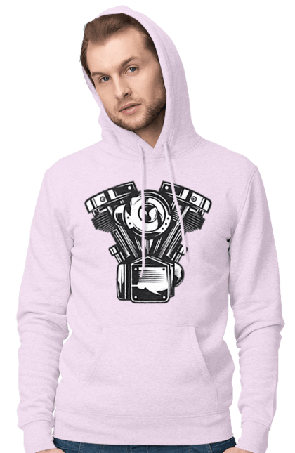 Чоловіче худі з принтом "мото двигун". Вінтаж, двигун, мото, ретро. 2070702