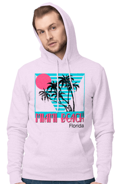Чоловіче худі з принтом "Майамі Пальми". Захід, майамі, пальми, флоріда. 2070702