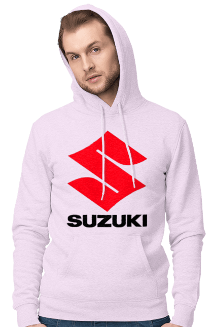Men`s hoodie with prints Suzuki Bl. Auto, logotype, machine, suzuki. 2070702