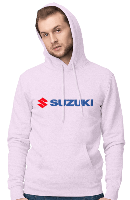 Men`s hoodie with prints Suzuki 3 Redblue. Auto, logo, suzuki. 2070702