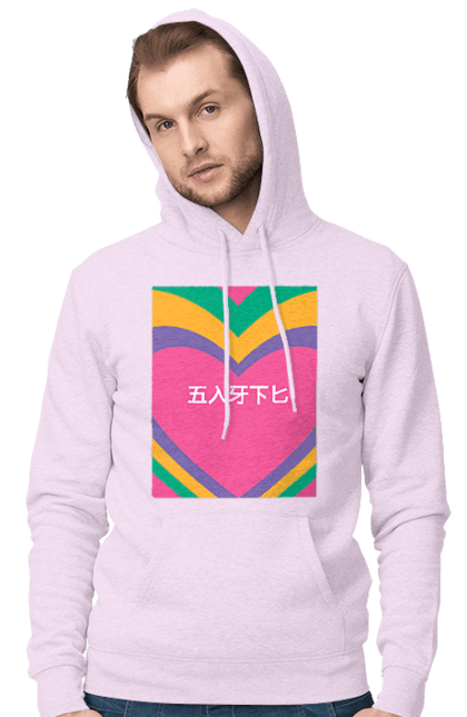 Men`s hoodie with prints Бле. Hieroglyphs, inscription. 2070702