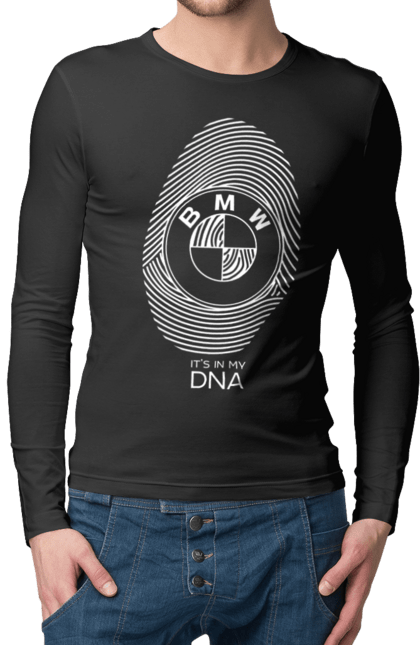 Мужской лонгслив с принтом БМВ отпечаток. Бмв, машины, отпечаток. 2070702