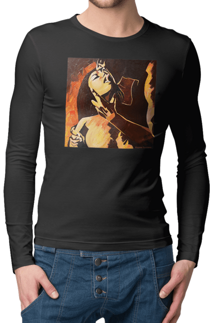 Чоловічий лонгслів з принтом "Страсна жінка". Жінка, картина, секс. 2070702