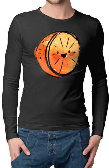 Чоловічий лонгслів з принтом "Милий апельсин". Апельсин, літо, любий, смайлик. 2070702