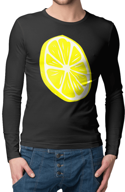 Чоловічий лонгслів з принтом "Лимон". Великий, лимон, яскравий. 2070702
