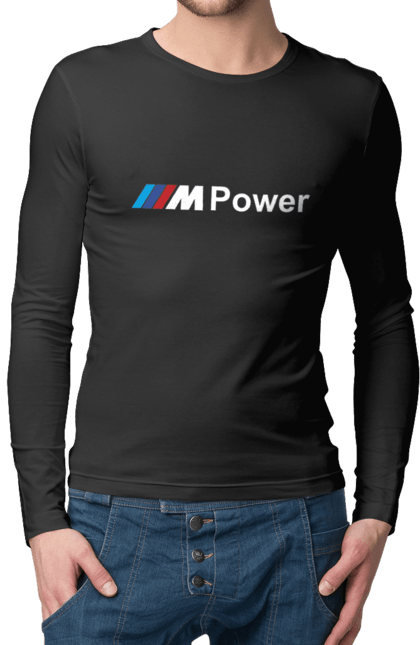 Мужской лонгслив с принтом Mpower БМВ. Бмв, м серия, машины. 2070702