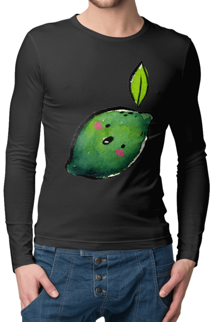 Чоловічий лонгслів з принтом "Любий лайм". Лайм, літо, любий, посмішка. 2070702