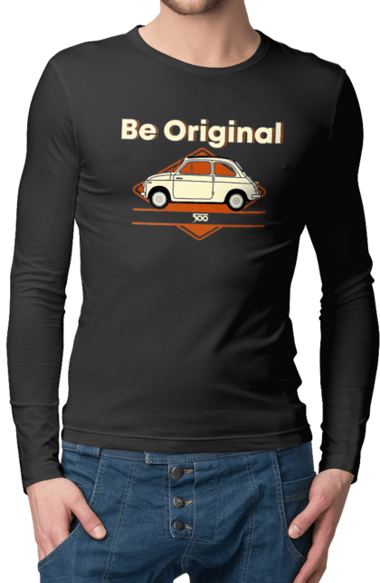 Men`s longsleeve with prints Fiat 500. Auto, fiat, machine. 2070702