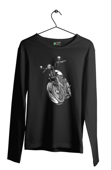 Чоловічий лонгслів з принтом "мотоцикл". Байк, вінтаж, мото, ретро. 2070702
