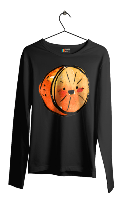 Чоловічий лонгслів з принтом "Милий апельсин". Апельсин, літо, любий, смайлик. 2070702