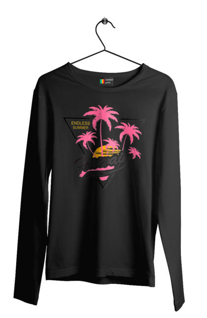 Чоловічий лонгслів з принтом "Гаваї". Гаваї, пальми, сонце. 2070702