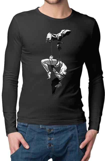 Чоловічий лонгслів з принтом "Підвішування". Бдсм. 2070702