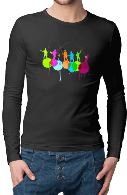 Чоловічий лонгслів з принтом "Яскрава рибалка". Вудки, рибалка, рибалки. 2070702