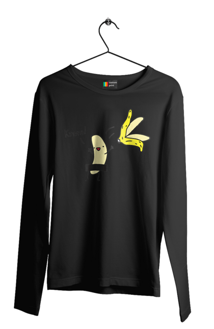 Чоловічий лонгслів з принтом "Кутить". Банан, гумор, кутить, на вечірку. 2070702