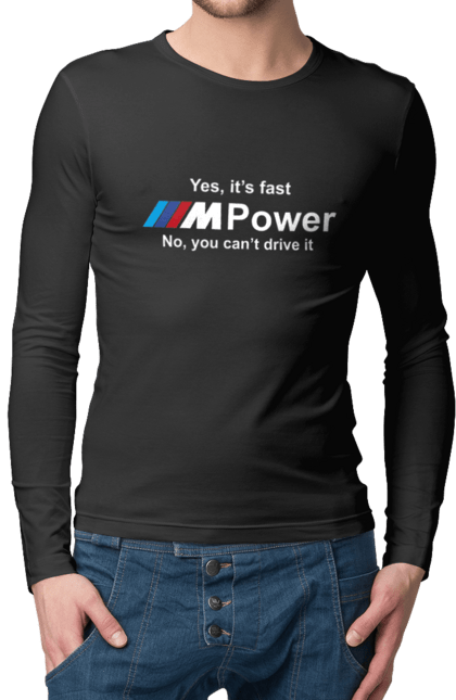 Чоловічий лонгслів з принтом "M power white BMW". Бмв, м серія. 2070702