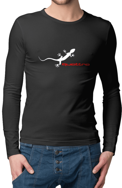 Мужской лонгслив с принтом Audi Quattro. Ауди, машины. 2070702