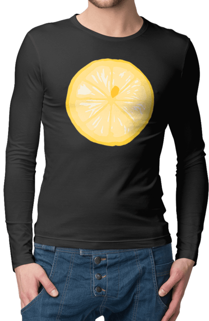 Чоловічий лонгслів з принтом "Круглий лимон". Лето, лимон. 2070702