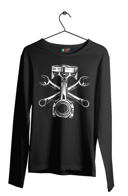 Чоловічий лонгслів з принтом "Мото запчастини". Вінтаж, запчастини, мото, ретро. 2070702
