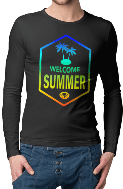Чоловічий лонгслів з принтом "Привіт літо 1". Градієнт, літо, привіт. 2070702