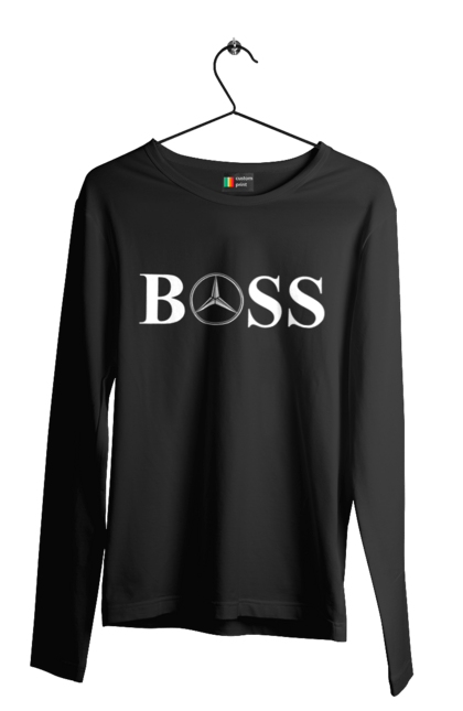 Чоловічий лонгслів з принтом "бос Мерседес". Бос, машини, мерседес. 2070702