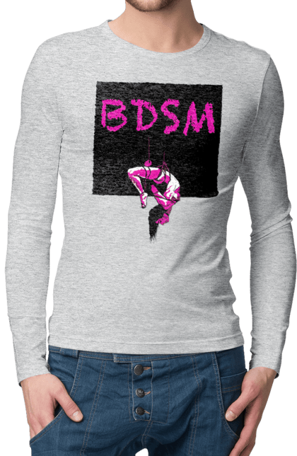 Чоловічий лонгслів з принтом "15". Бдсм, подвешивание. 2070702
