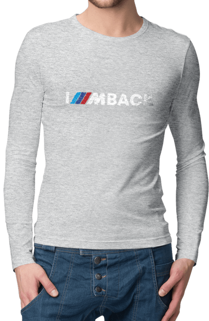 Men`s longsleeve with prints I am back white BMW. Bmw, m series. 2070702