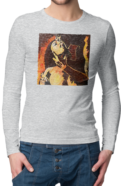 Чоловічий лонгслів з принтом "Страсна жінка". Жінка, картина, секс. 2070702