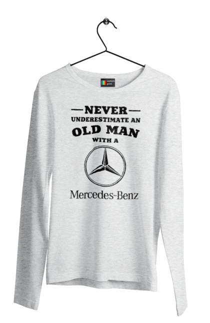 Чоловічий лонгслів з принтом "Never underestimate". Машини, мерседес. 2070702