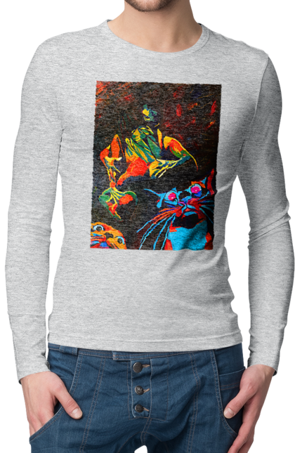 Чоловічий лонгслів з принтом "Секс коти". Картина, коти, секс. 2070702