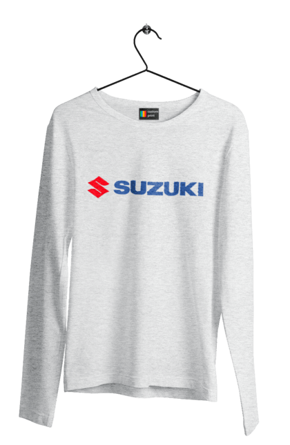 Men`s longsleeve with prints Suzuki 3 Redblue. Auto, logo, suzuki. 2070702