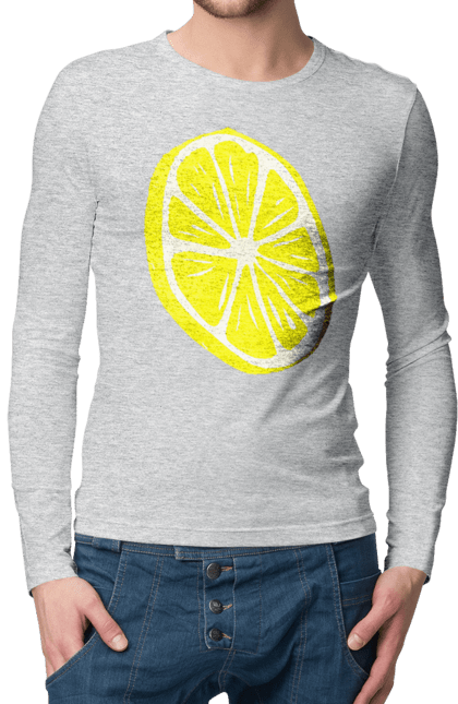 Чоловічий лонгслів з принтом "Лимон". Великий, лимон, яскравий. 2070702