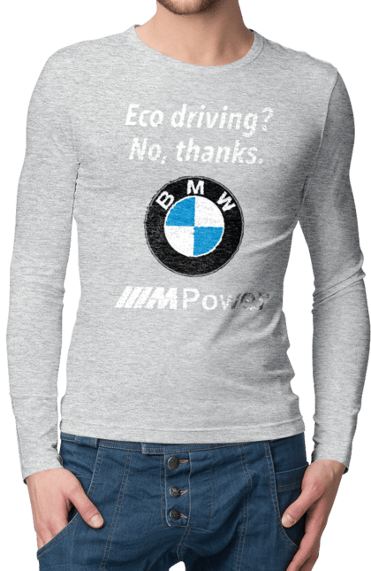 Чоловічий лонгслів з принтом "Mpower3 Wh". Бмв, електрокар, машини. 2070702