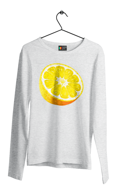 Чоловічий лонгслів з принтом "Половина лимона". Лимон, літо, свіжість. 2070702