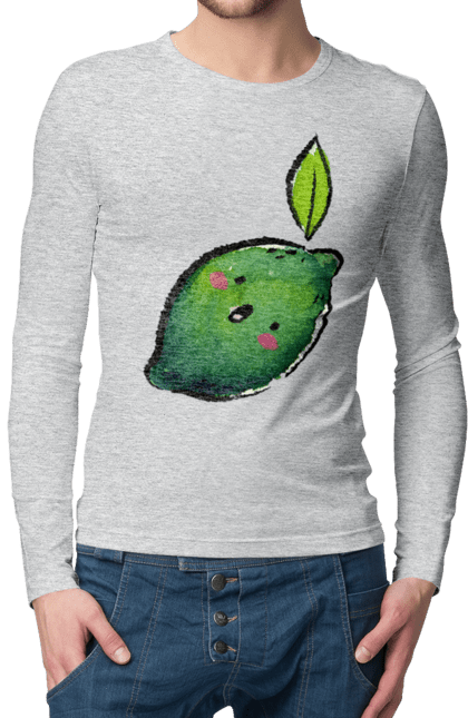 Чоловічий лонгслів з принтом "Любий лайм". Лайм, літо, любий, посмішка. 2070702