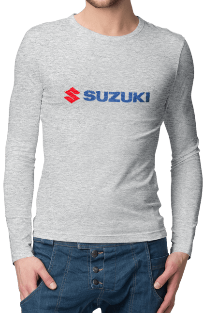 Men`s longsleeve with prints Suzuki 3 Redblue. Auto, logo, suzuki. 2070702