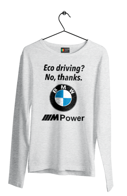 Чоловічий лонгслів з принтом "Електрокар? нет, спасибо. БМВ". Бмв, електрокар, м серія, фан. 2070702