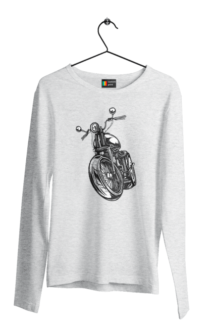 Чоловічий лонгслів з принтом "мотоцикл". Байк, вінтаж, мото, ретро. 2070702