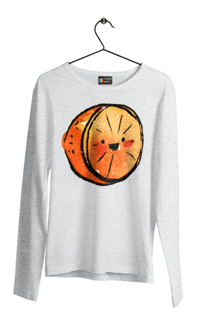 Чоловічий лонгслів з принтом "Милий апельсин". Апельсин, літо, любий, смайлик. 2070702