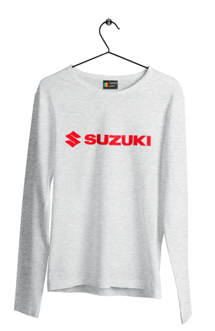 Men`s longsleeve with prints Suzuki 3 Red. Auto, logo, machine, suzuki. 2070702