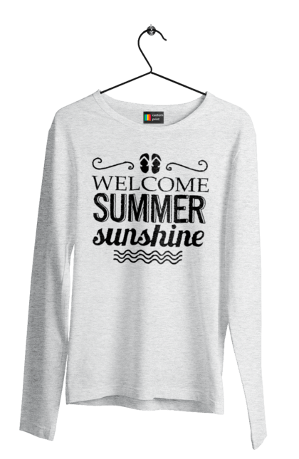 Чоловічий лонгслів з принтом "Привіт літні заходи". Вьетнамки, літо, сонце. 2070702