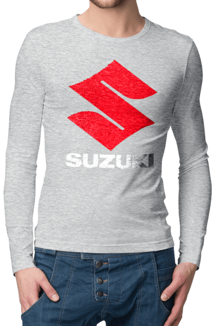 Чоловічий лонгслів з принтом "Suzuki Wh". Авто, логотип, машина, сузукі. 2070702